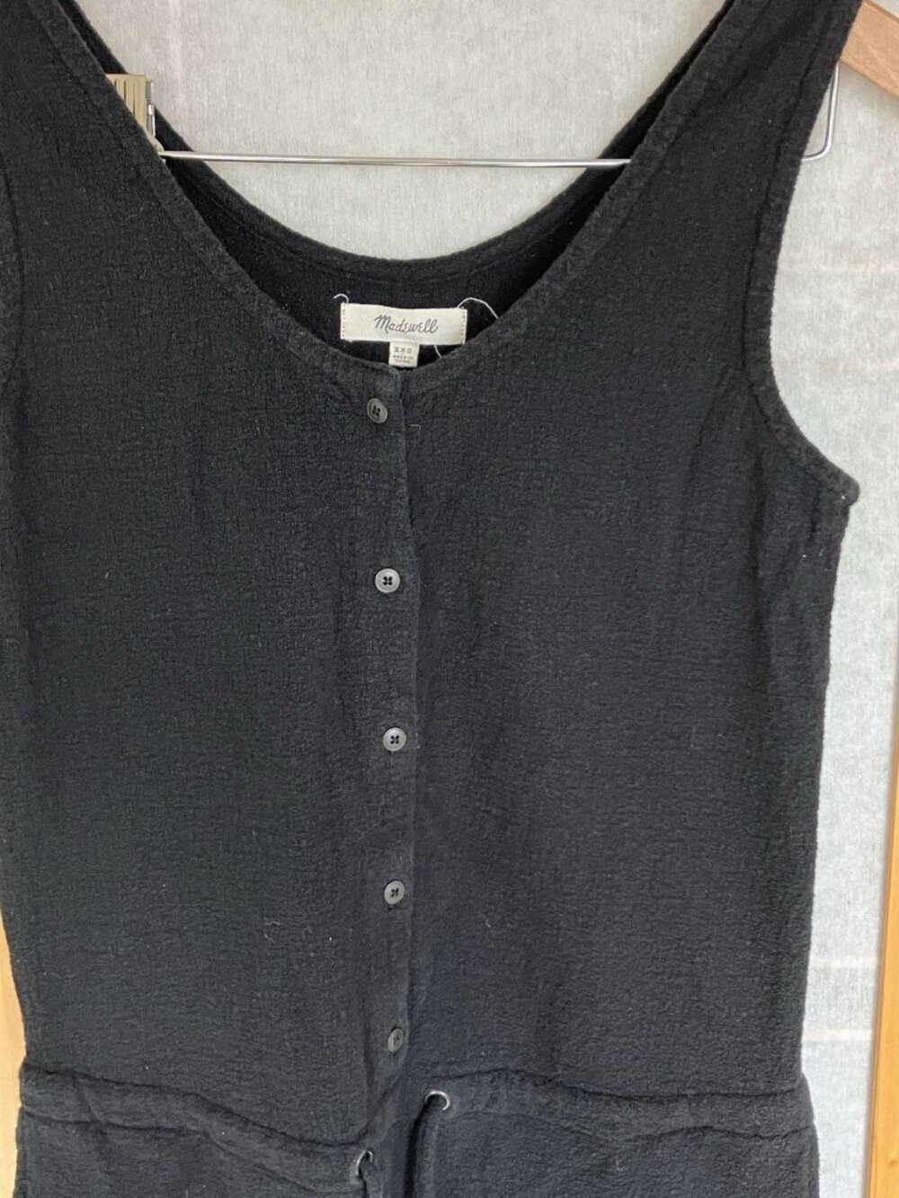 Madewell Short Black Romper Sleeveless Pockets Tie Waist, Cotton Knit Size XXS - Picture 9 of 10